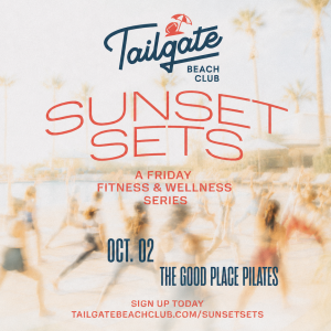 Flyer: SUNSET SETS: HEALTH & WELLNESS FRIDAY W/ GOOD PLACE PILATES