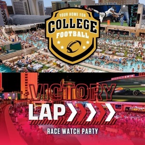Flyer: Your Home For College Football / Victory Lap Race Watch Party