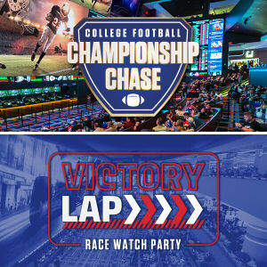 Flyer: College Football / Victory Lap Race Watch Party