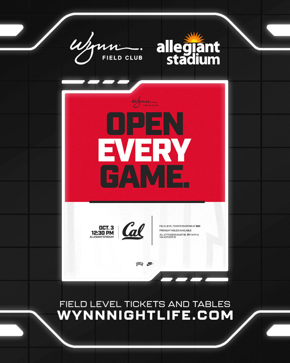 Cal VS UNLV NCAA at Wynn Field Club Las Vegas thumbnail
