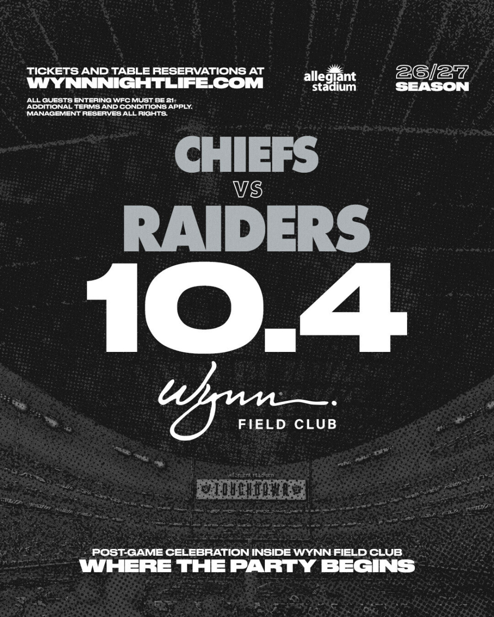 Chiefs vs Raiders at Wynn Field Club Las Vegas thumbnail