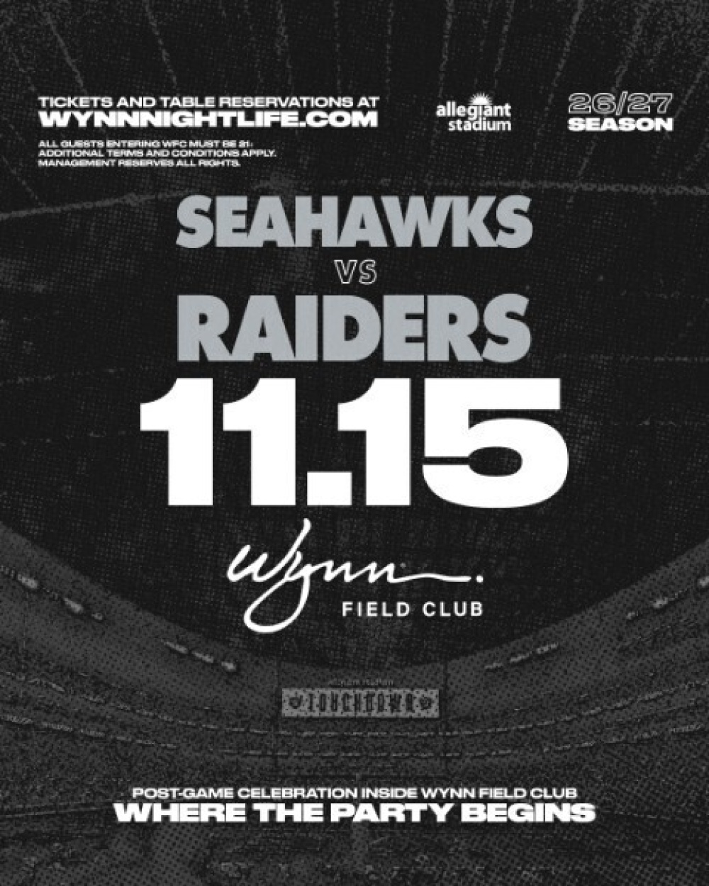 Seahawks vs Raiders at Wynn Field Club Las Vegas thumbnail