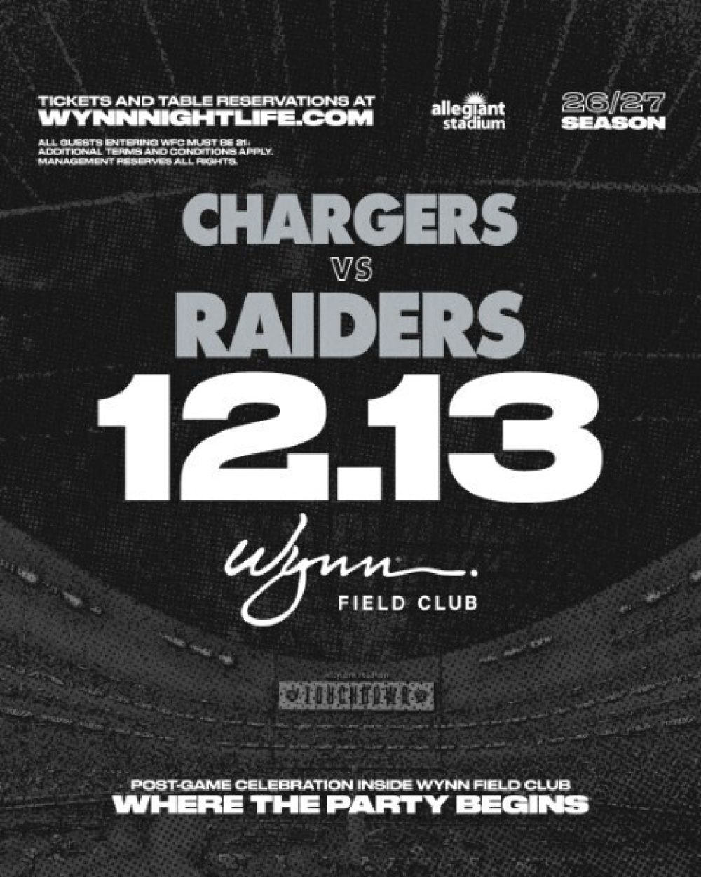 Chargers vs Raiders at Wynn Field Club Las Vegas thumbnail
