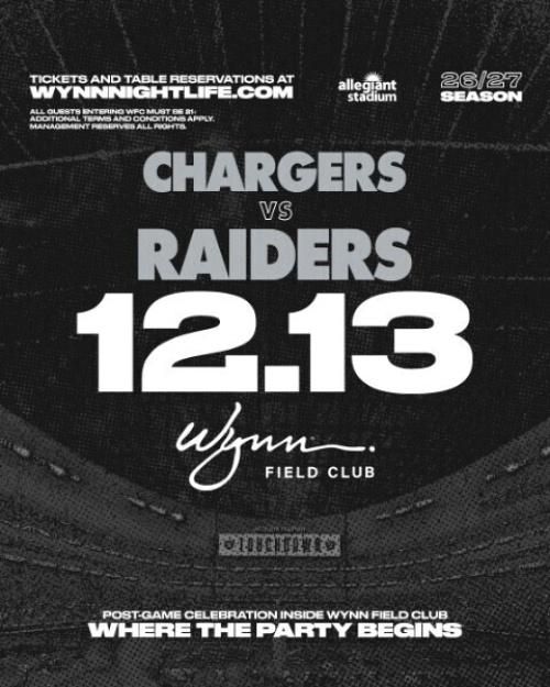 Chargers vs Raiders event flyer