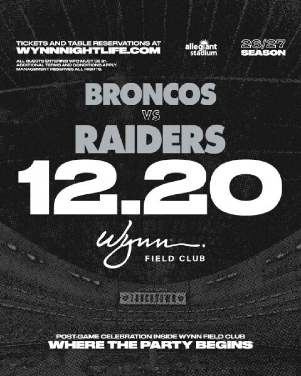 Broncos vs Raiders at Wynn Field Club Las Vegas thumbnail
