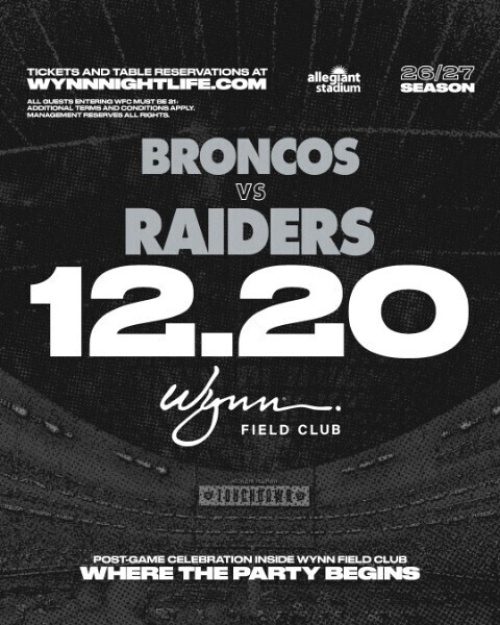 Broncos vs Raiders event flyer