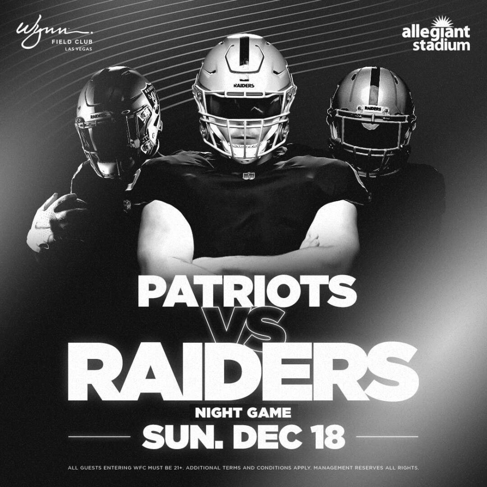 Raiders vs Patriots at Wynn Field Club Las Vegas thumbnail