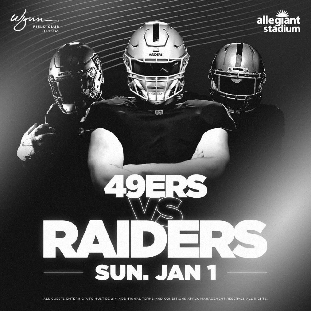 49ers vs Raiders at Wynn Field Club Las Vegas Sunday, Jan 1