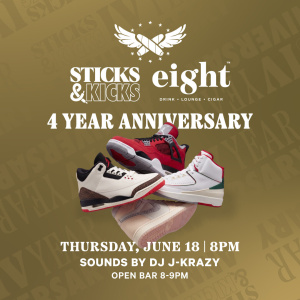 Flyer: Sticks & Kicks: 4 Year Anniversary