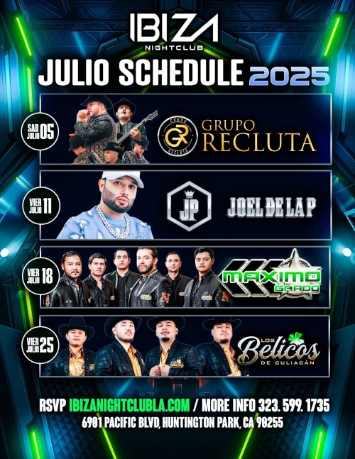 July Schedule - Ibiza Nightclub LA