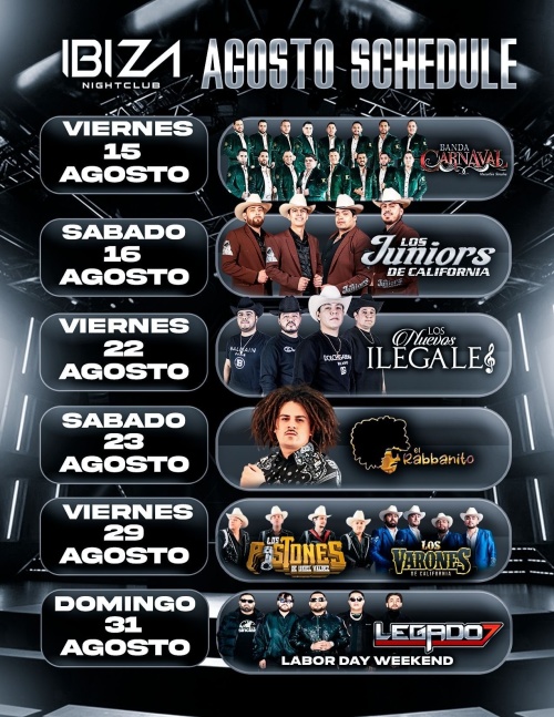 August Schedule - Ibiza Nightclub LA