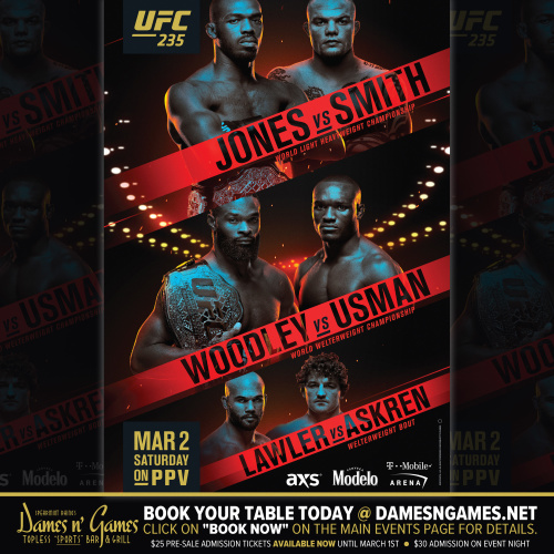 UFC 235 - Dames N Games Topless Sports Bar & Grill LA