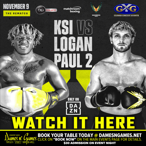 KSI vs LOGAN PAUL 2 - Dames N Games Topless Sports Bar & Grill LA