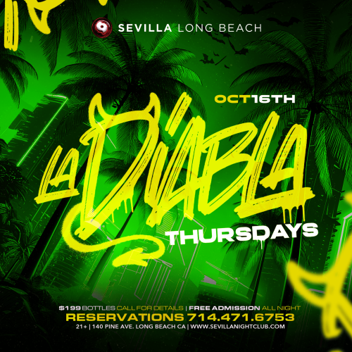 La Diabla Thursdays at Sevilla Nightclub Long Beach | Free All Night - Flyer