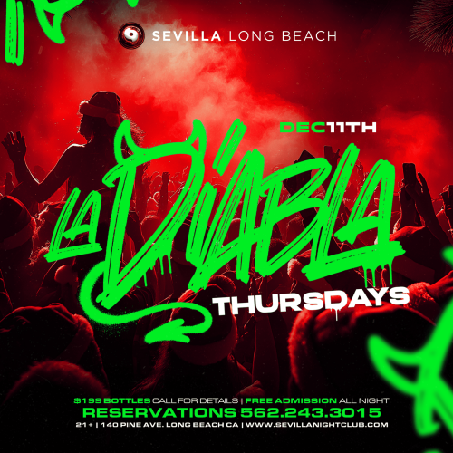 La Diabla Thursdays at Sevilla Nightclub Long Beach | Free All Night - Flyer