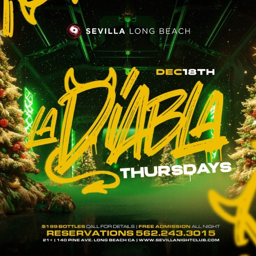 La Diabla Thursdays at Sevilla Nightclub Long Beach | Free All Night - Flyer