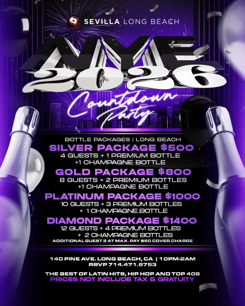 Sevilla Nightclub LB | NYE 2026 – Latin Fiesta Night - Flyer