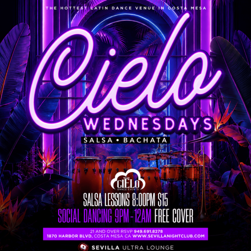 Costa Mesa: Wednesday Salsa Bachata Nights | Classes+After Party - Flyer
