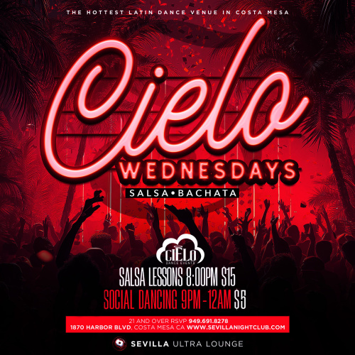 Costa Mesa: Wednesday Salsa Bachata Nights | Classes+After Party - Flyer