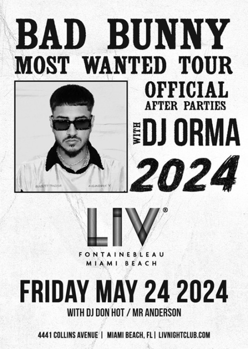 Bad Bunny Official Tour After Party: Night 1 - Flyer