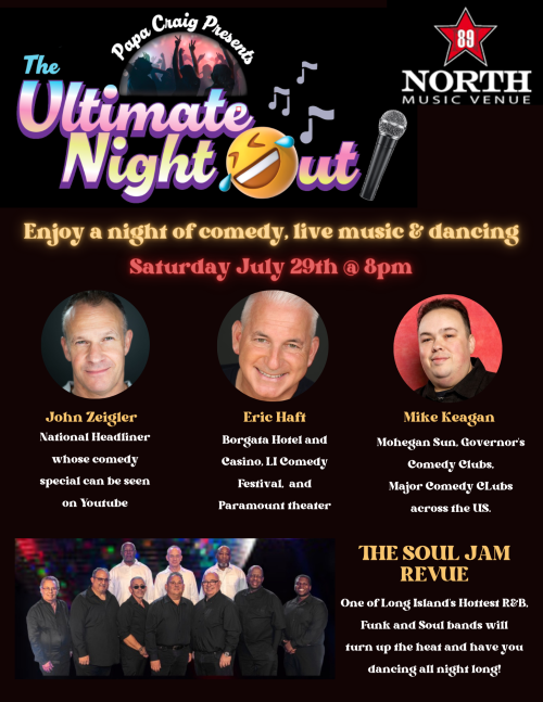 Flyer: THE ULTIMATE NIGHT OUT - A NIGHT OF COMEDY, LIVE MUSIC AND DANCING