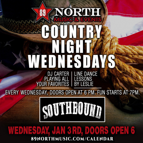 Country Night w/ Leslie & DJ Carter & SOUTHBOUND - Flyer