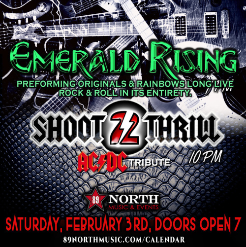 Emerald Rising & Shoot to Thrill - Flyer