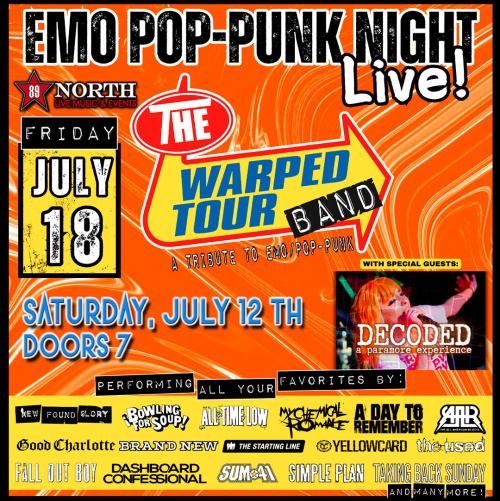 The Warped Tour Band & Decoded: A Paramore Experience - Flyer