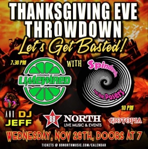 Flyer: Thanksgiving Eve with Limewired & Spinderella and the Posers