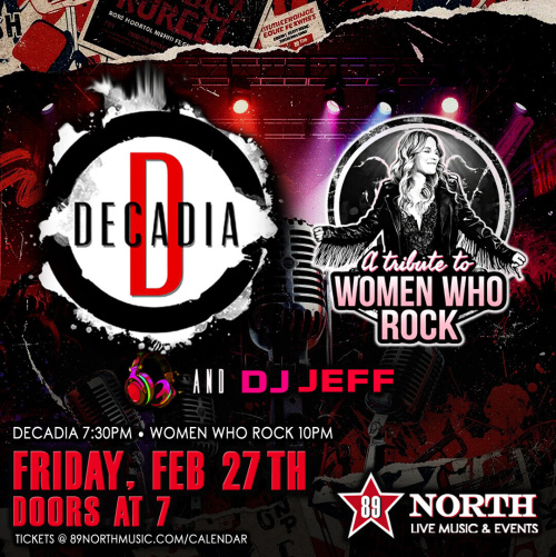 Decadia & Freyah - A Tribute to Women who Rock with DJ Jeff - Flyer