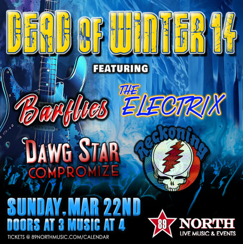Dead of Winter - The Barflies, Dawg Star Compromize, Reckoning, & The Electrix - Flyer