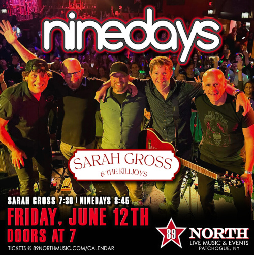 Ninedays w/ Special Guests Sarah & The Killjoys - Flyer