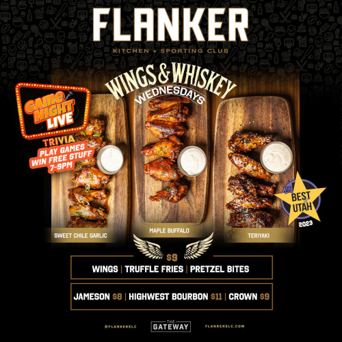 Flyer: Trivia Night: Wings & Whiskey Wednesdays