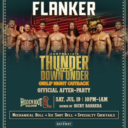 Flyer: Thunder from Down Under Official Pre-party and After-party | Buck off Bull Riding Tournament