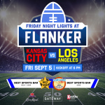 Flyer: Friday Night Lights: Kansas v. Los Angeles | A Night to Remember: Throwback Party | Buck off Bull Riding Tournament