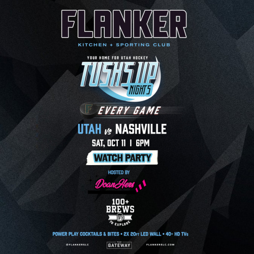 Flyer: Tusks Up Nights Utah v. Nashville Hockey Watch Party | Collegiate Saturdays | Buck off Bull Riding Tournament | American Heart Weekend