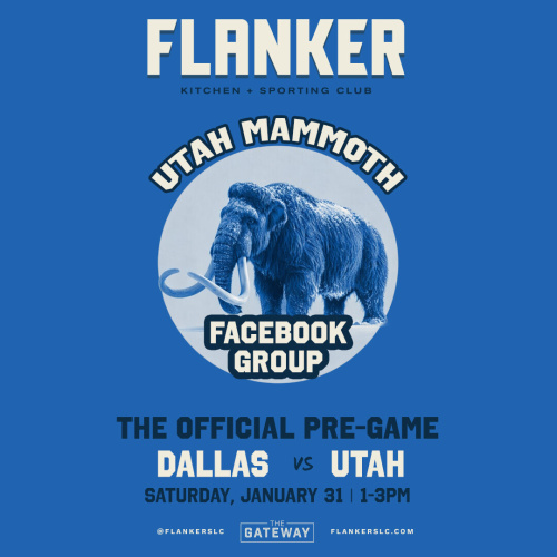 Flyer: Utah Mammoth Facebook Group Official Pre-game | Tusks Up Night