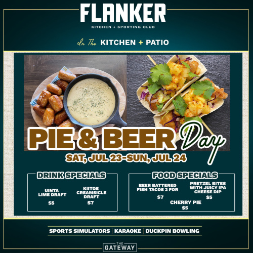 Flyer: Pie and Beer Day at Flanker