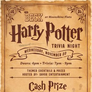 Harry Potter Trivia Night at The Deck at Moonshine Flats, Wednesday, November 20th, 2024