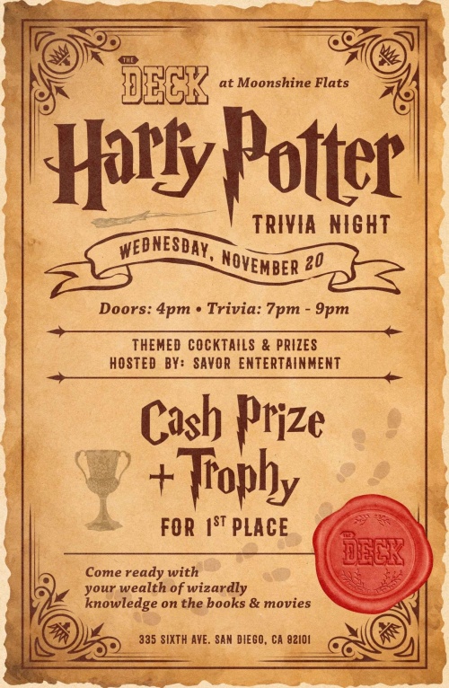 Harry Potter Trivia Night at The Deck at Moonshine Flats - Moonshine Flats