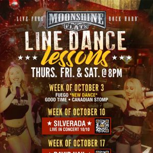 Line Dance Lessons at Moonshine Flats, Thursday, October 3rd, 2024