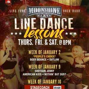 Line Dance Lessons at Moonshine Flats, Thursday, January 23rd, 2025