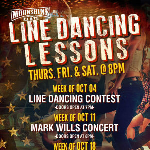 Line Dancing Lessons at Moonshine Flats, Thursday, October 25th, 2018