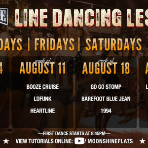 Line Dancing Lessons at Moonshine Flats, Thursday, November 24th, 2022