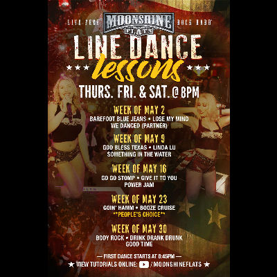 Line Dancing Lessons at Moonshine Flats, Thursday, May 9th, 2024