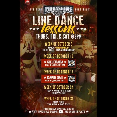 Line Dance Lessons at Moonshine Flats, Thursday, October 24th, 2024