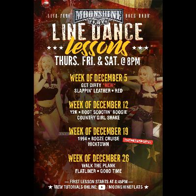 Line Dance Lessons at Moonshine Flats, Thursday, January 2nd, 2025