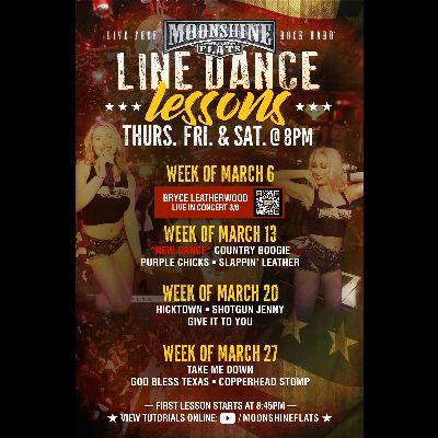 Line Dance Lessons at Moonshine Flats, Thursday, March 20th, 2025