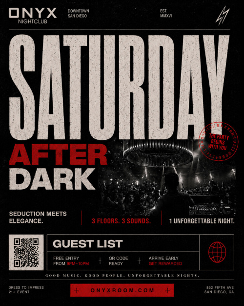 Onyx Saturdays | July 25th Event - Flyer