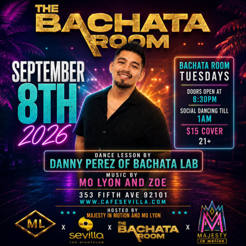 ✨ Bachata Room Tuesday | Latin Dance at Sevilla San Diego - Flyer